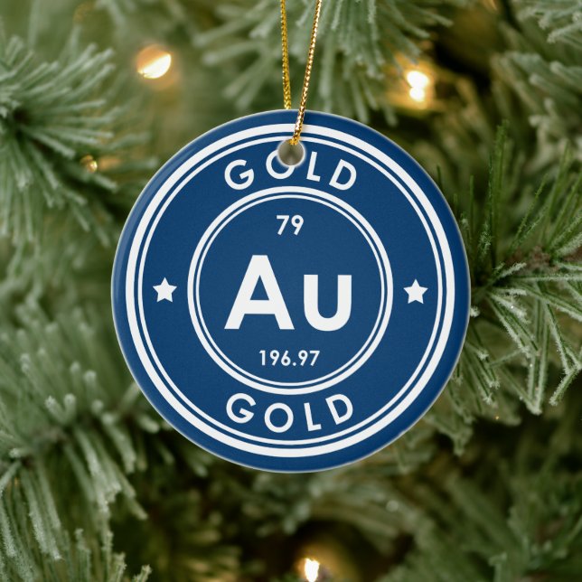 Gold Element Blue Ceramic Ornament (Tree)
