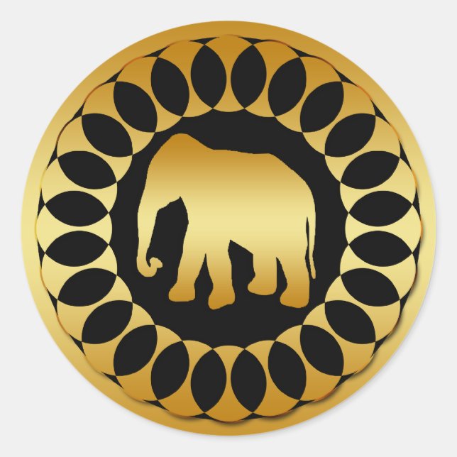 GOLD ELEPHANT CLASSIC ROUND STICKER (Front)