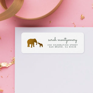 Gold Elephant Family Return Address Label