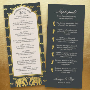 Gold Elephant Indian & Hindu Wedding Program Card
