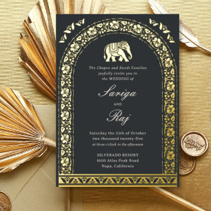 Gold Elephant & Lotus Flower Indian Wedding