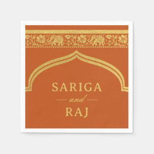 Gold Elephant & Lotus Flower Mundap Arch Wedding Napkin