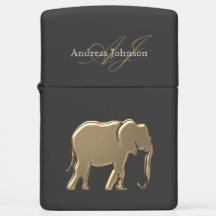 Gold Elephant Monogram Black