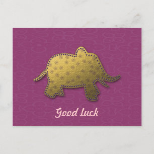 gold elephant postcard