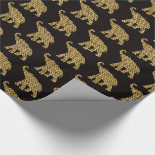 Gold Elephants- Gold & Black Wrapping Paper