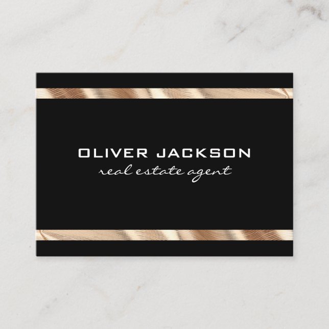Gold Elite Trim Black Business Card (Front)