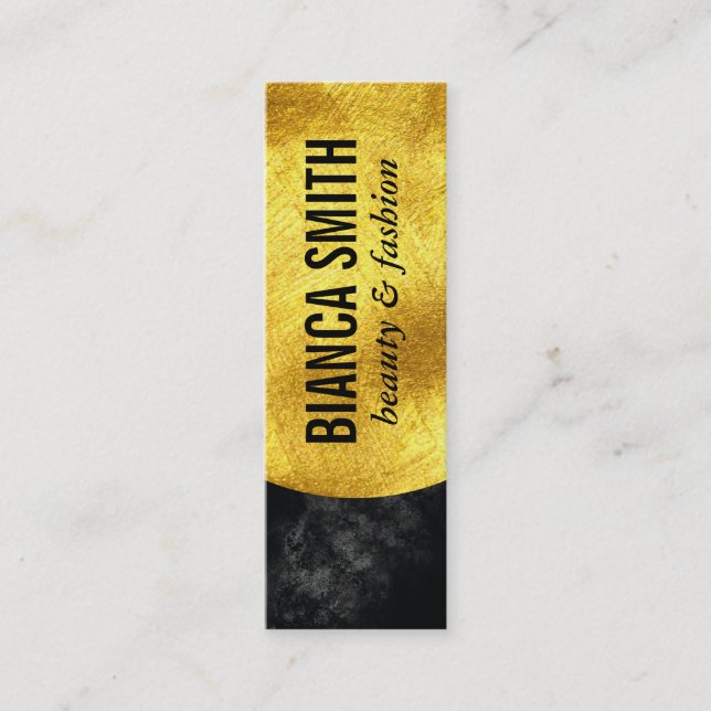 Gold Embellish III | Black Mini Business Card (Front)