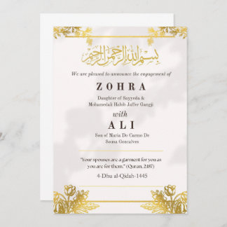 Gold Embellished Engagement Invitation