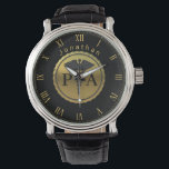 Gold Emblem Caduceus Physician Assistant PA Name Watch<br><div class="desc">Professional medical watch featuring elegant clean gold emblem caduceus with P and A letters for "Physician Assistant". Perfect for any business company related to healthcare industry: medical practice,  medical office,  doctor office,  pharmaceutical industry,  drugstore,  clinic and hospital. For hospital staff,  clinic employees,  physicians; classy,  noble,  elegant and precious.</div>