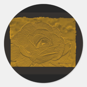 Gold Emboss Look  Rose Classic Round Sticker