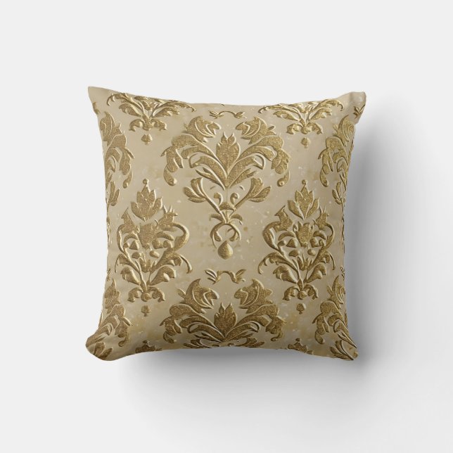 Gold embossed damask cushion (Front)