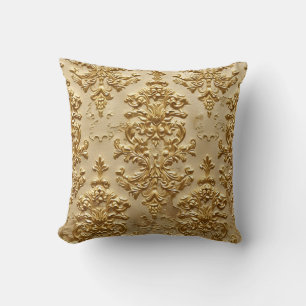 Gold embossed damask cushion