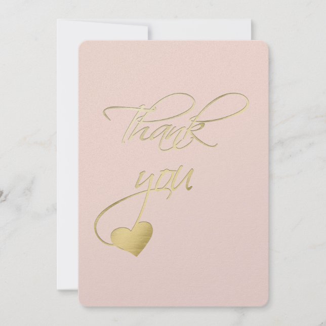 Gold Embossed Effect Calligraphy Wedding Thank You (Front)