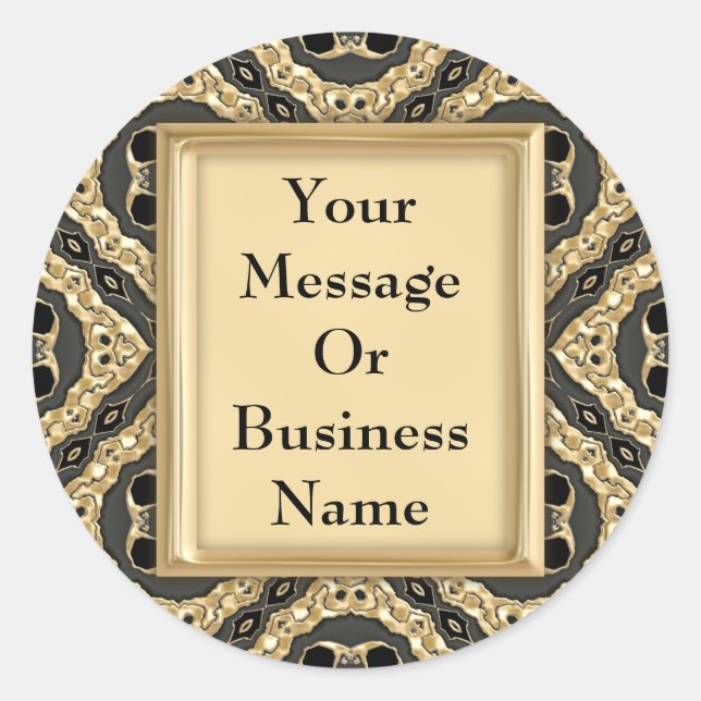 Gold Embossed Lace Classic Round Sticker (Front)