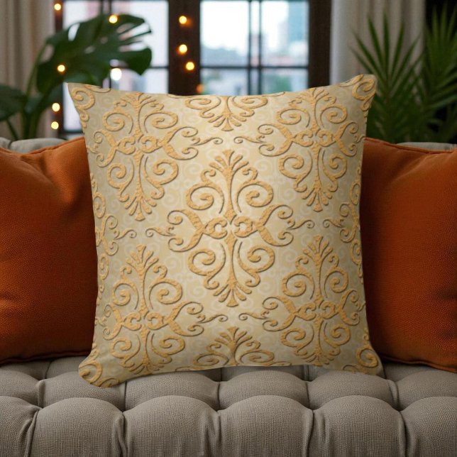 Gold Embossed Looking Damask Pattern Cushion (Creator Uploaded)