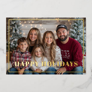 Gold Embossed Striped Christmas Foil Holiday Card