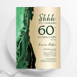 Gold Emerald Green Agate Surprise 60th Birthday Invitation<br><div class="desc">Emerald green and gold agate surprise 60th birthday party invitation. Elegant modern design featuring watercolor agate marble geode background,  faux glitter gold and typography script font. Trendy invite card perfect for a stylish women's bday celebration. Printed Zazzle invitations or instant download digital printable template.</div>