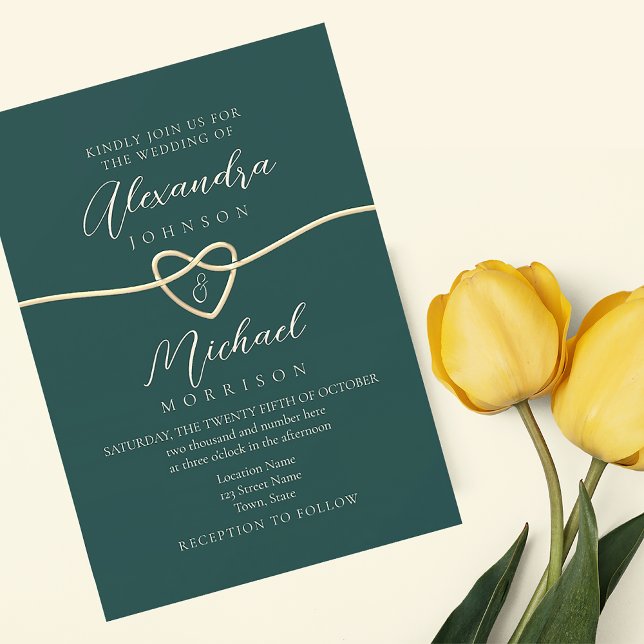 Gold Emerald Green Wedding Invitation (Creator Uploaded)