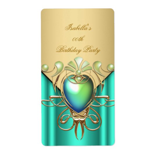 Gold Emerald Jade Green Elegant Birthday Party Shipping Label