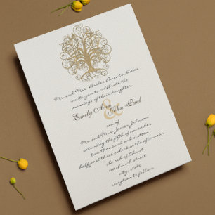 Gold Enchanted Forest Wedding Invitation