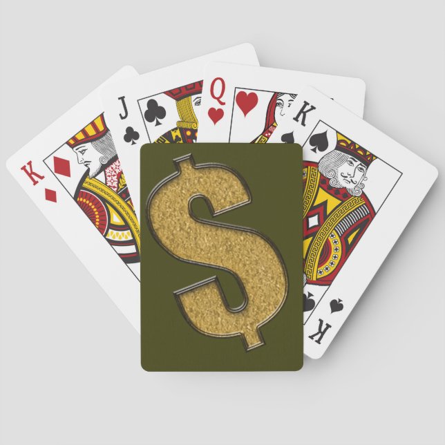 Gold Encrusted Dollar Sign Playing Cards (Back)
