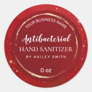 Gold Encrusted Red Hand Sanitizer Labels