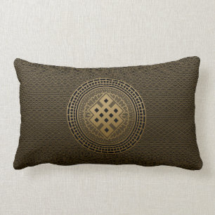 Gold Endless Knot in Mandala Lumbar Cushion