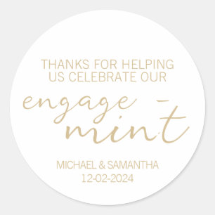 Gold Engagement Thank You Classic Round Sticker