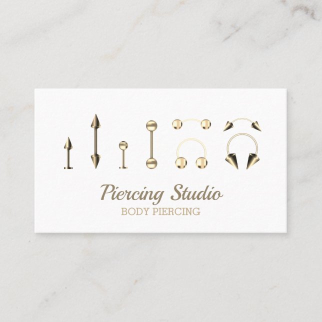 Gold Essential Signature Jewellery Body Piercing Business Card (Front)