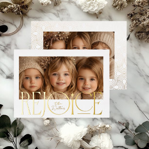 Gold Etched Rejoice Christmas Card 