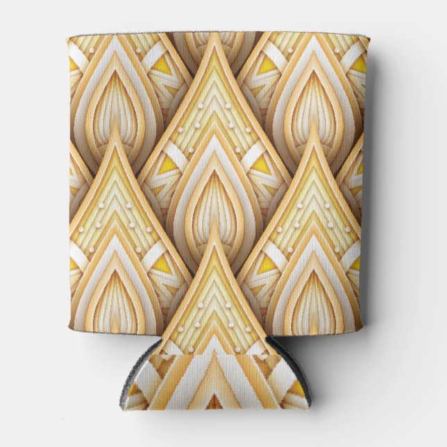 Gold Ethnic Motifs: Luxurious Seamless Can Cooler (Front)
