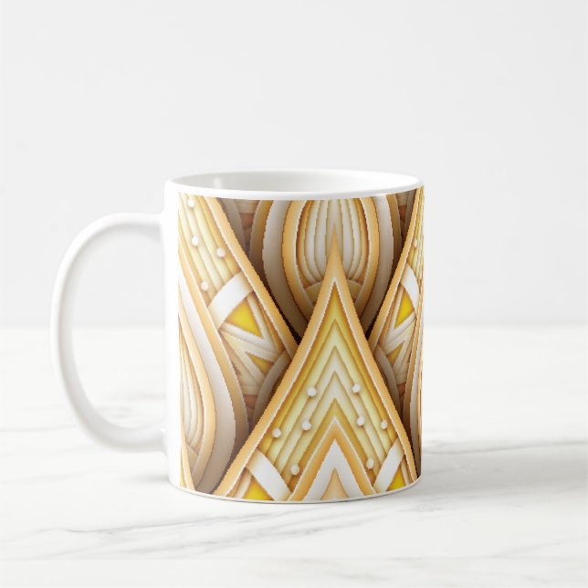 Gold Ethnic Motifs: Luxurious Seamless Coffee Mug (Left)