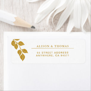 Gold Eucalyptus Branch Wedding Return Address Label
