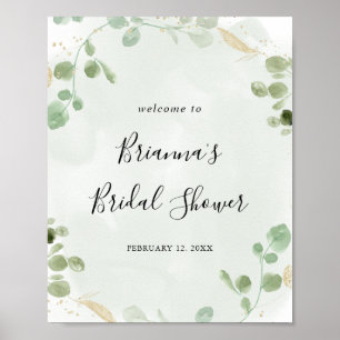 Gold Eucalyptus Bridal Shower Welcome Poster