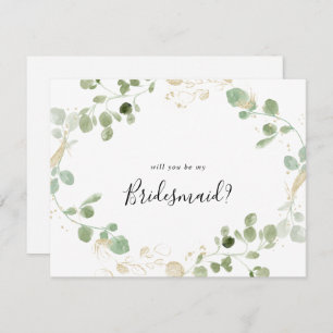Gold Eucalyptus Bridesmaid Proposal Note Card