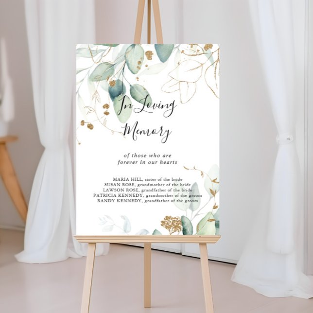  Gold Eucalyptus Calligraphy In Loving Memory Sign (Creator Uploaded)
