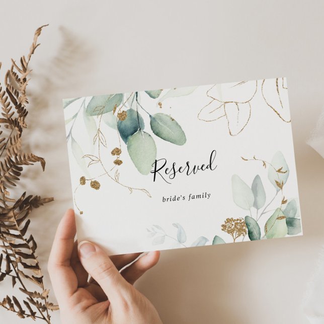 Gold Eucalyptus Calligraphy Reserved Sign (Creator Uploaded)