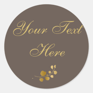 Gold Eucalyptus Custom Text  Classic Round Sticker