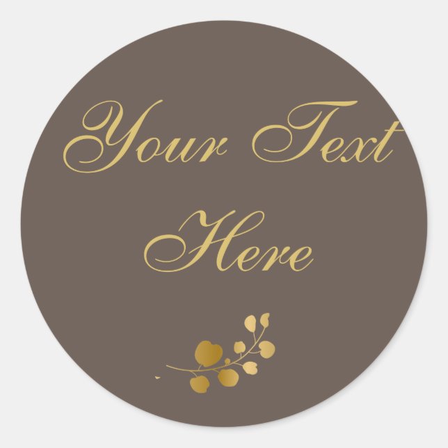 Gold Eucalyptus Custom Text  Classic Round Sticker (Front)