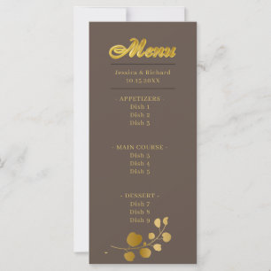 Gold Eucalyptus Dinner Menu Card