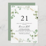 Gold Eucalyptus Foliage 21st Birthday Party Invitation<br><div class="desc">This gold eucalyptus foliage 21st birthday party invitation is perfect for a modern event. The design features watercolor eucalyptus green foliage with gold confetti.</div>