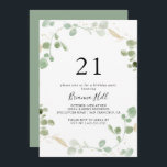 Gold Eucalyptus Foliage 21st Birthday Party Invitation<br><div class="desc">This gold eucalyptus foliage 21st birthday party invitation is perfect for a modern event. The design features watercolor eucalyptus green foliage with gold confetti.</div>