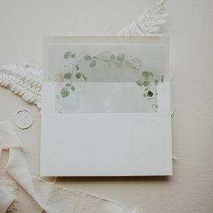 Gold Eucalyptus Foliage Self-Addressed RSVP Envelope