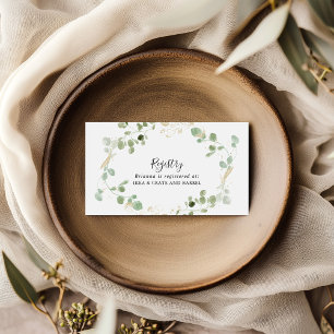 Gold Eucalyptus Foliage Wedding Gift Registry Enclosure Card