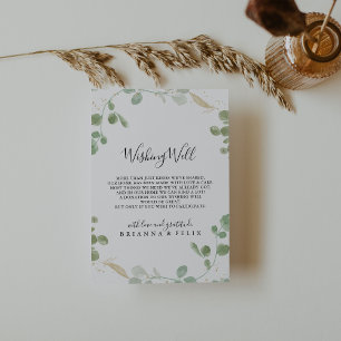 Gold Eucalyptus Foliage Wedding Wishing Well  Enclosure Card