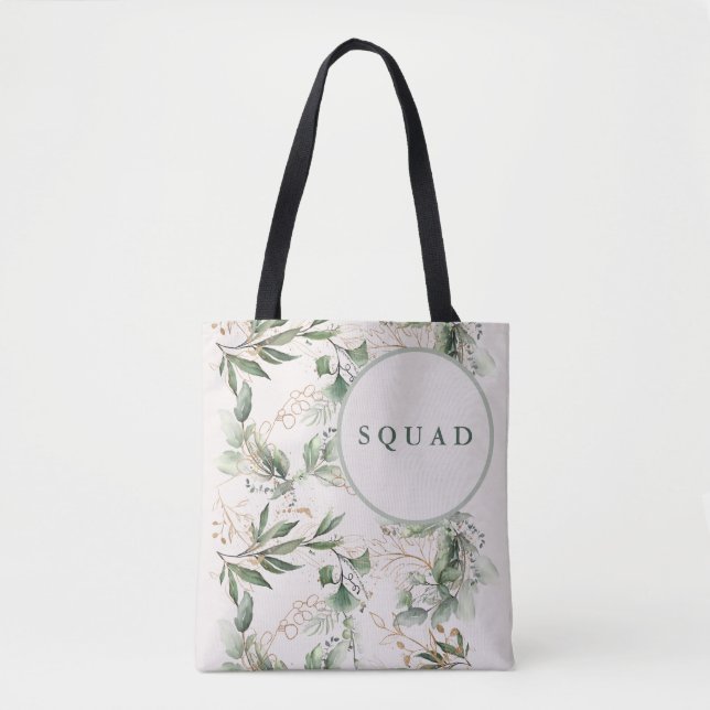 Gold Eucalyptus Gift Boho Bridal Shower Tote Bag (Front)