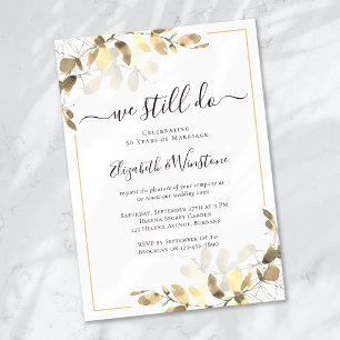 Gold Eucalyptus Golden Wedding Vow Renewal Invitation
