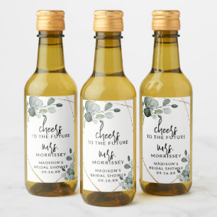 Gold Eucalyptus Greenery Bridal Shower Favour Wine Label