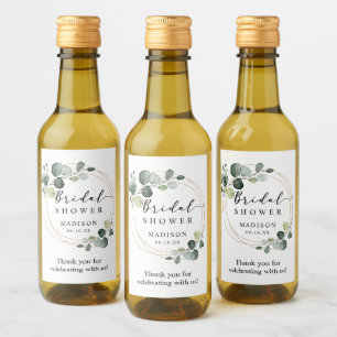 Gold Eucalyptus Greenery Bridal Shower Favour Wine Label