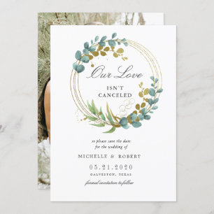 gold eucalyptus greenery Photo Save The Date  Invitation